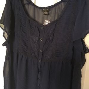 Navy blue sheer top